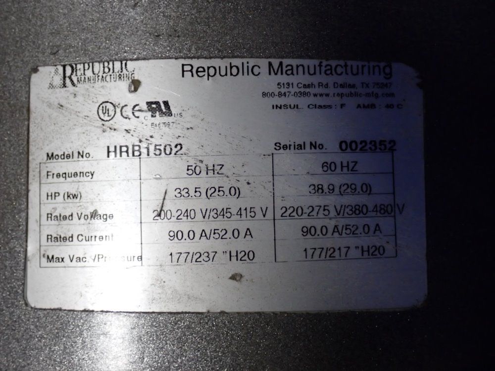 Republic Republic Hrc1502 Vacuum Pump