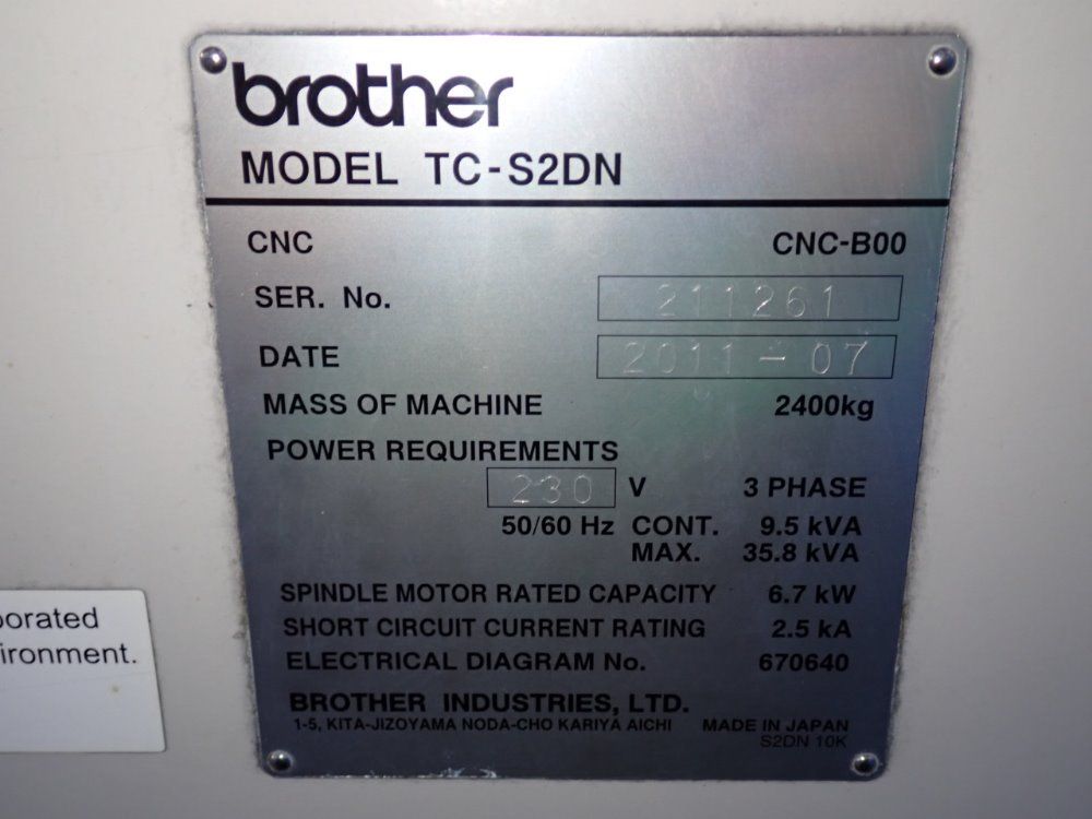 Brother 2011 Brother Tcs2dn Cnc Vmc
