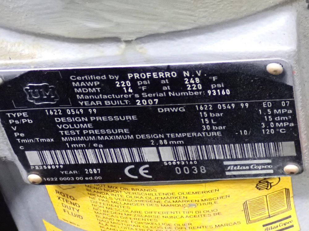 Atlas Copco 25 Hp Air Compressor - Ga18vsdff