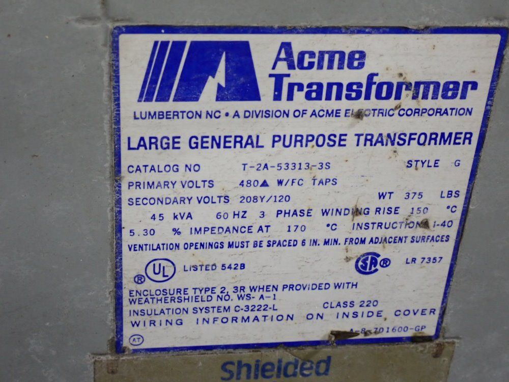 Acme 45 Kva Transformer - T-2a-53313-3s