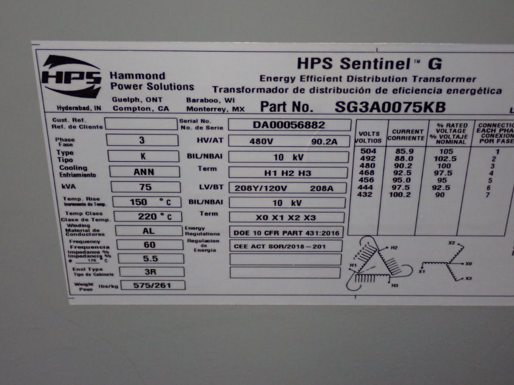 Hps Hps 75 Kva Transformer