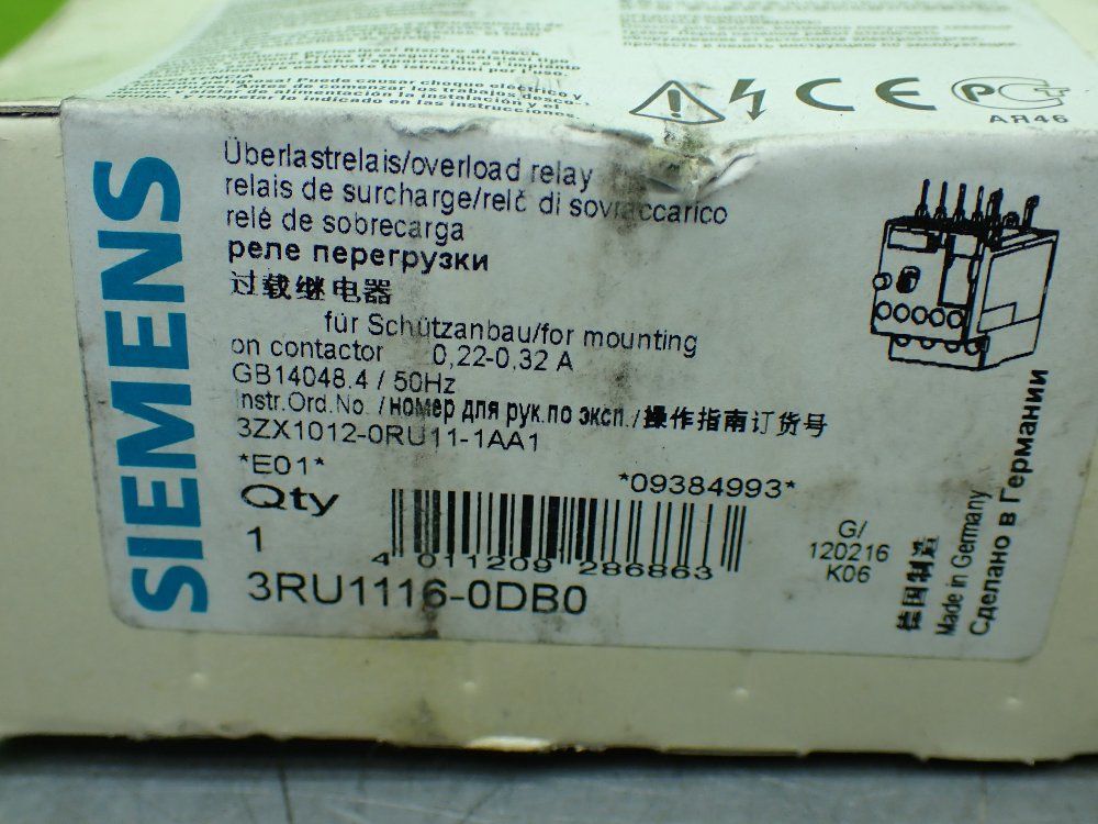 Siemens 4pcs Overload Relay Lot. 3ru1116-odb0, 3ru1116-1cb0, 3ru1116-0eb0, 3ru1116-okb0 - 3ru1116-0db0