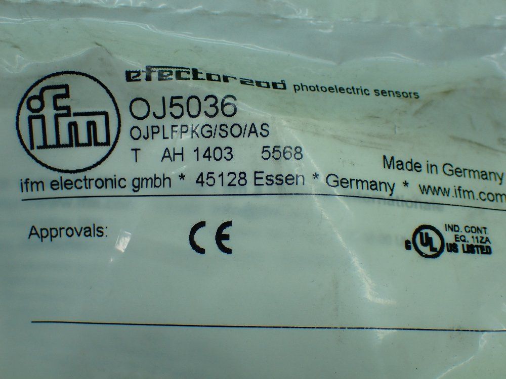 Ifm Retro-reflective Photoelectric Laser Sensor. Ojplfpkg/so/as. Factory Sealed. - Oj5036
