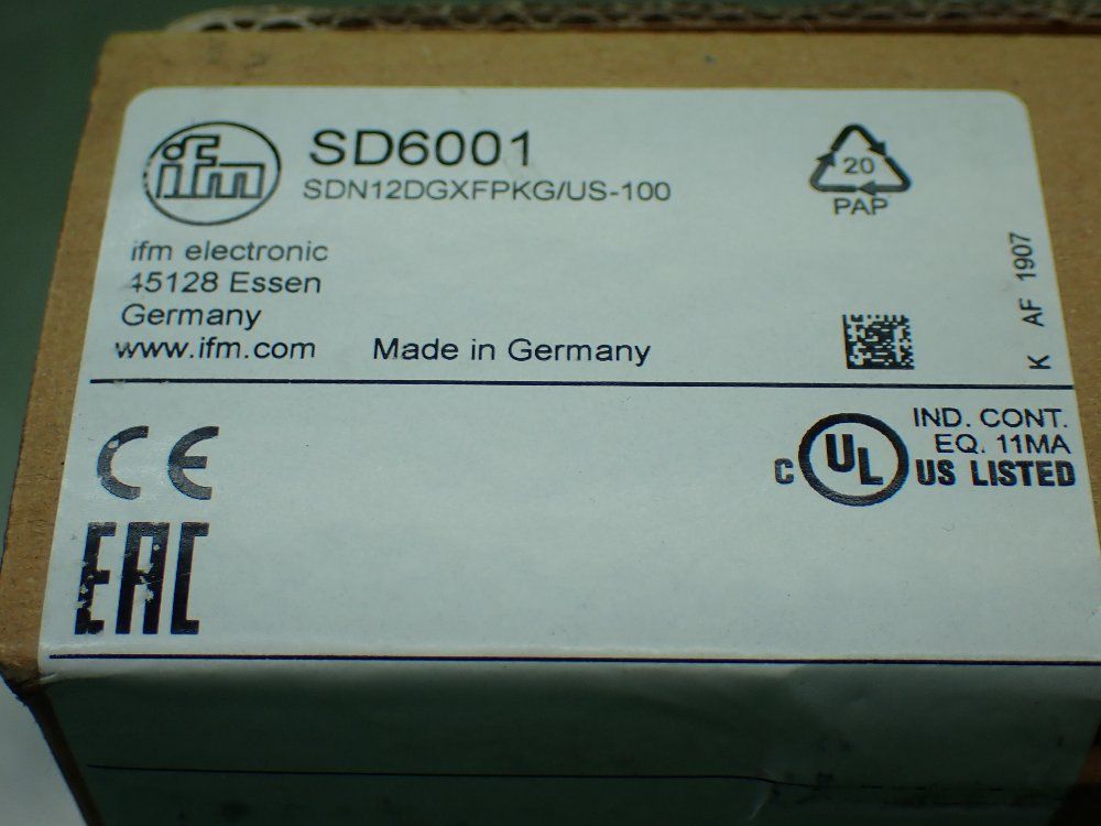Ifm Compressed Air Meter. Sdn12dgxfpkg/us-100 - Sd6001
