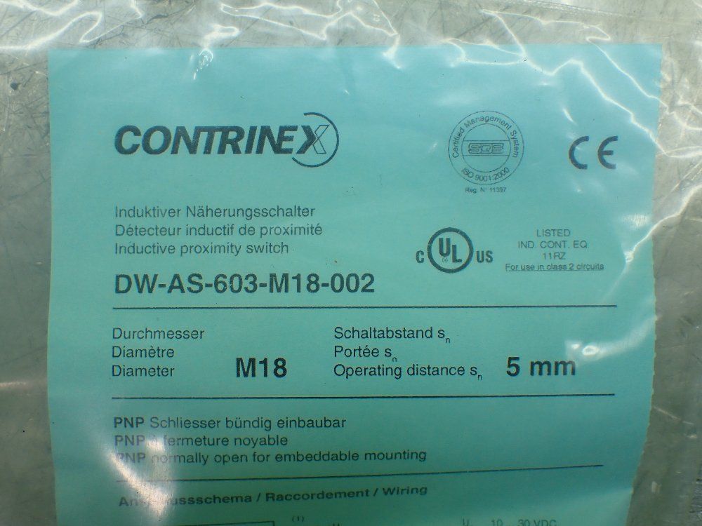 Contrinex Inductive Proximity Sensors. Lot Of 4 - Dw-as-603-m18-002