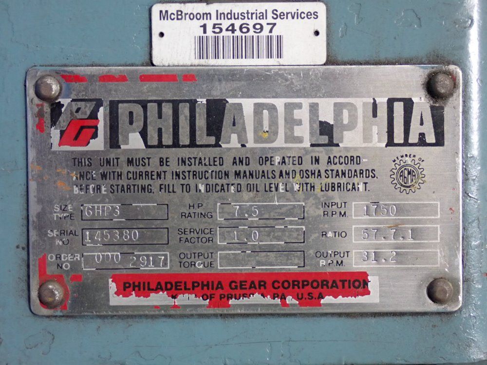 Philadelphia Gear Corporation Gear Reducer