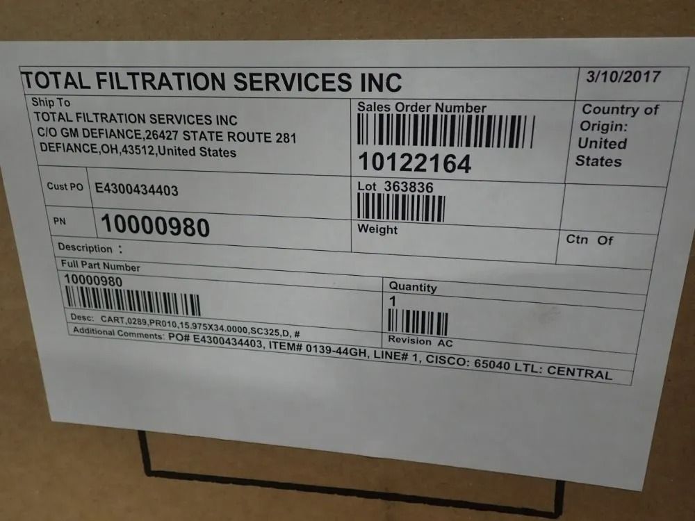 Total Filtration Services Cartridge Filters