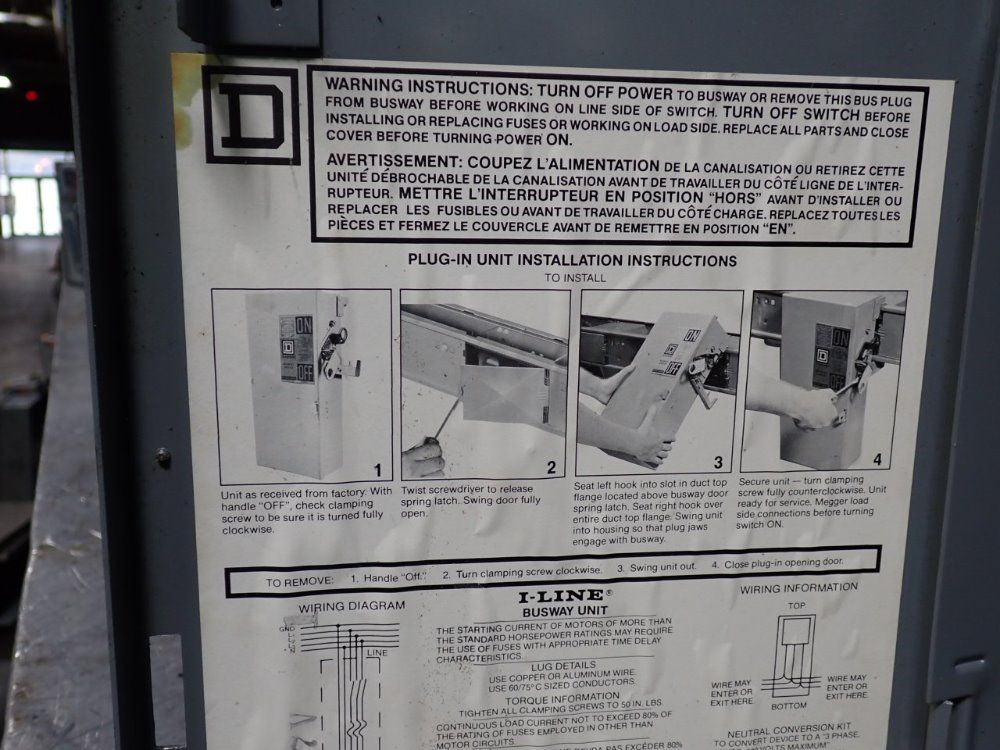 Square D 30a/600v Bus Plug - Pq3603g