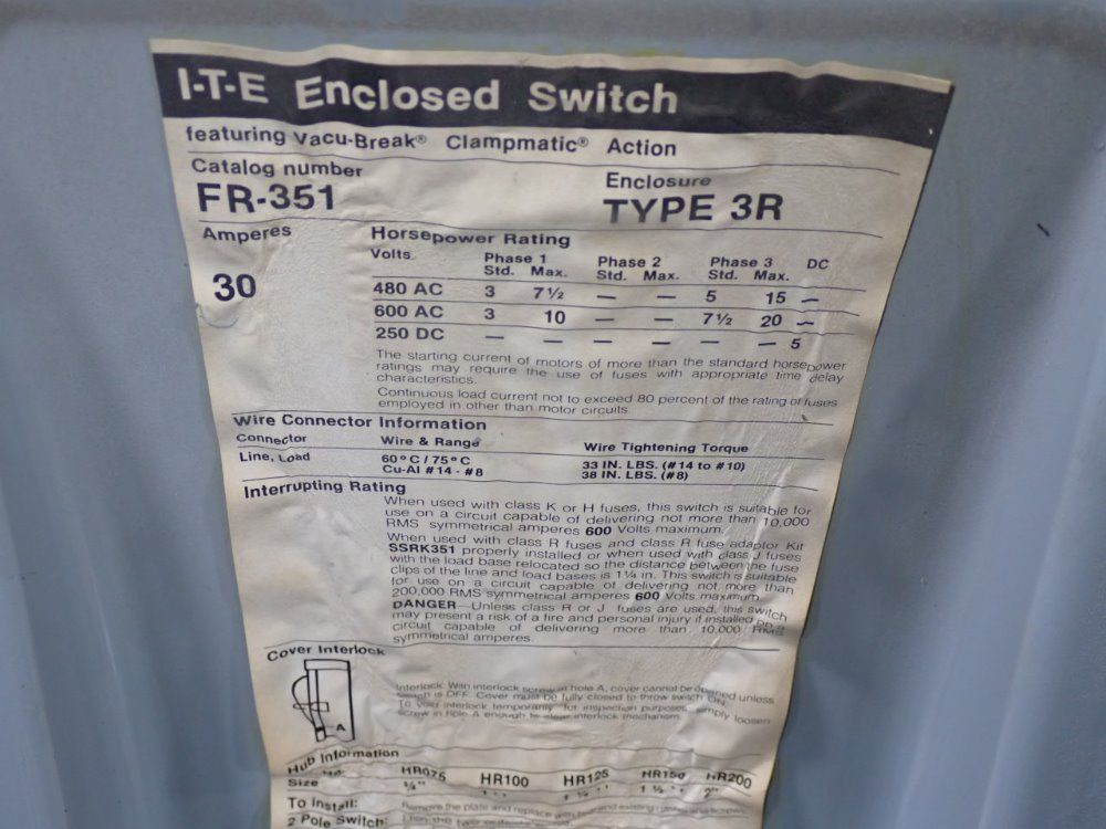 Ite Electric Products Fusible Disconnect