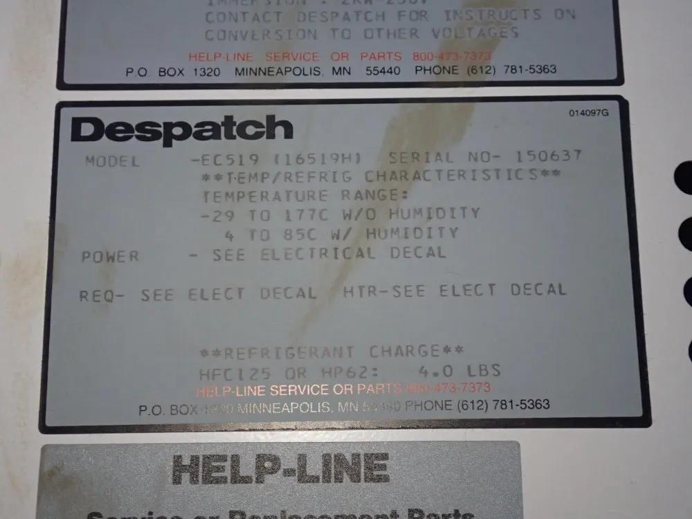 Despatch Test Chamber - Ec519