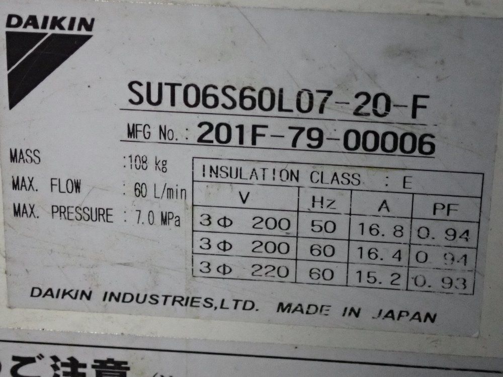 Daikin Hydraulic Unit - Sut06s60l07-20-f