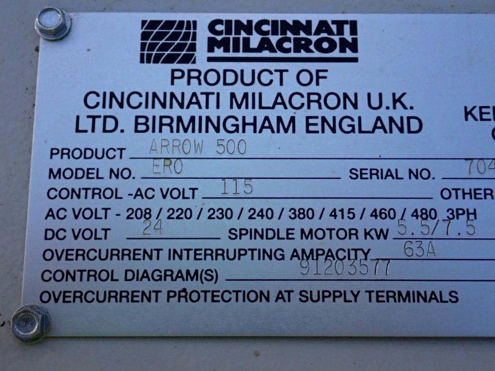 Cincinnati Milacron 1998 Cincinnati Milacron Eroarrow 500 Cnc Vmc