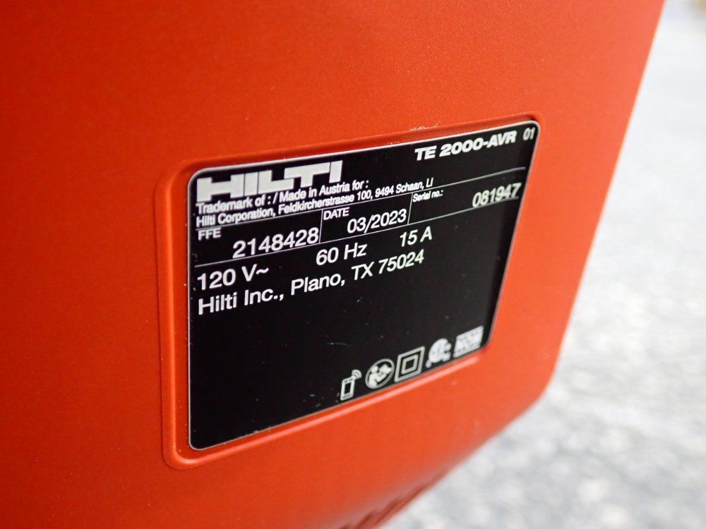 Hilti Electric Jack Hammer W/ Cart - Te2000-avr