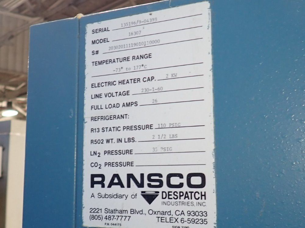 Ransco 350°f Environmental Test Chamber - 16307