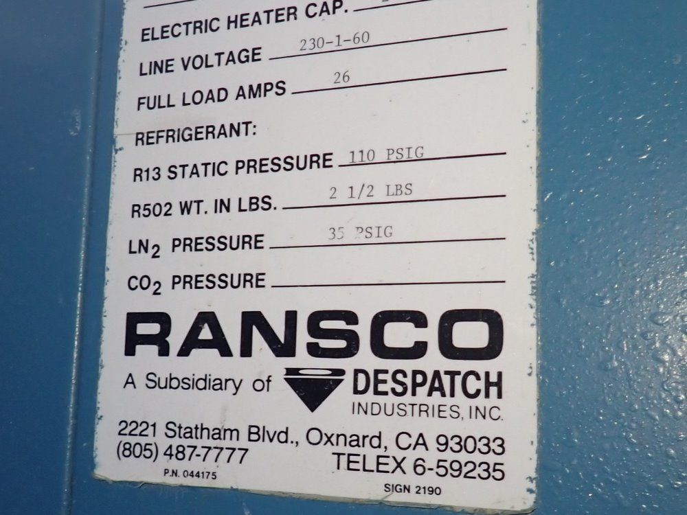 Ransco 350°f Environmental Test Chamber - 16307