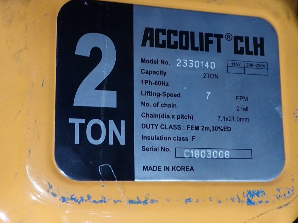 Accolift 2 Ton Electric Chain Hoist - 2330140