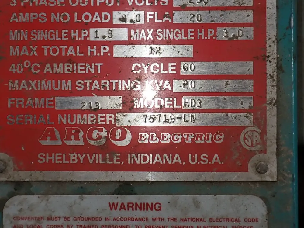 Arc Electric Rotary Phase Converter - Hd3
