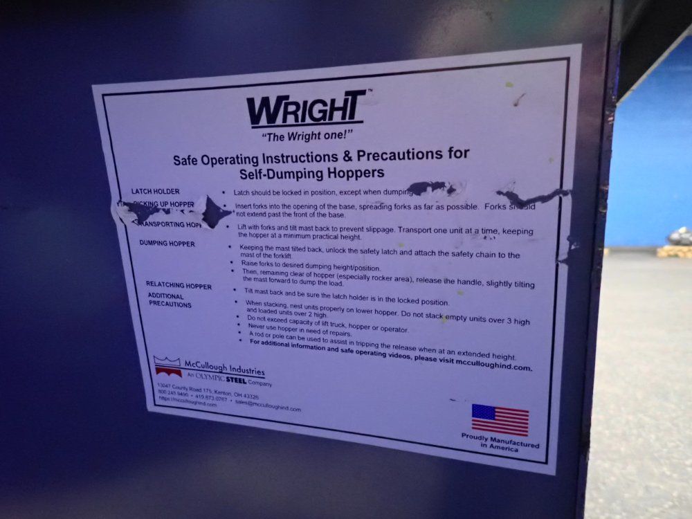 Mccullough Industries 60" X 36" X 30" Self-dumping Hopper - 10055-gry