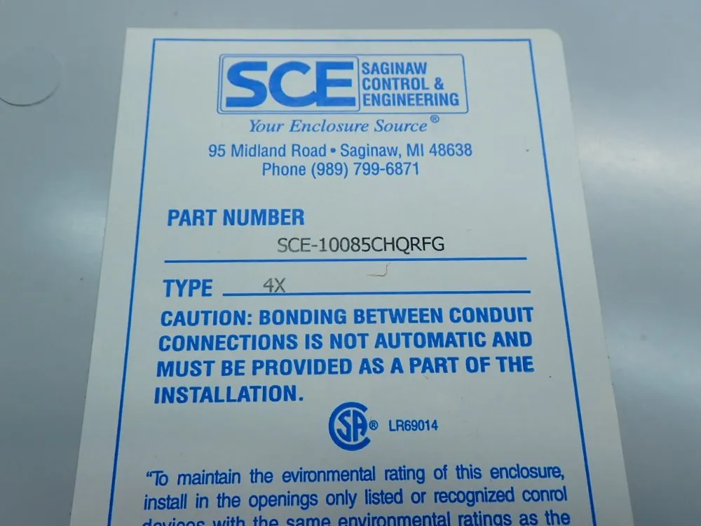 Saginaw Control Fiberglass Enclosure - Sce-10085chqrfg