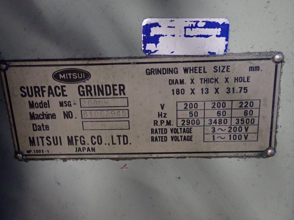 Mitsui 12" X 6" Surface Grinder - 200mh