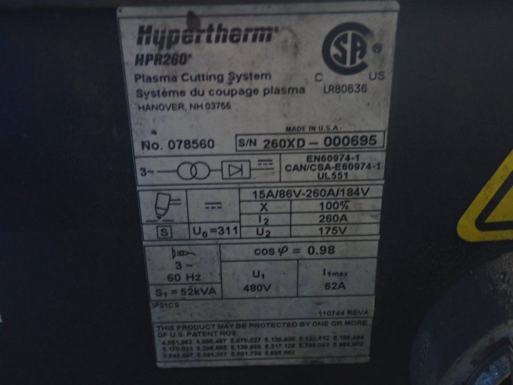 Hypertherm Plasma Cutting System - Hpr260xd