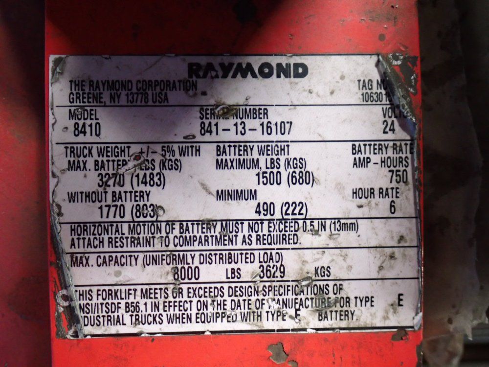 The Raymond Corporation 8,000 Lbs Riding Electric Pallet Jack - 8410