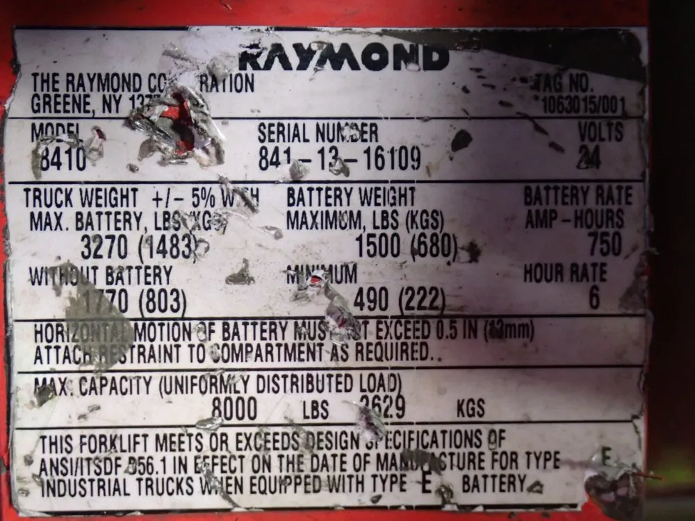 The Raymond Corporation 8,000 Lbs Riding Electric Pallet Jack - 8410