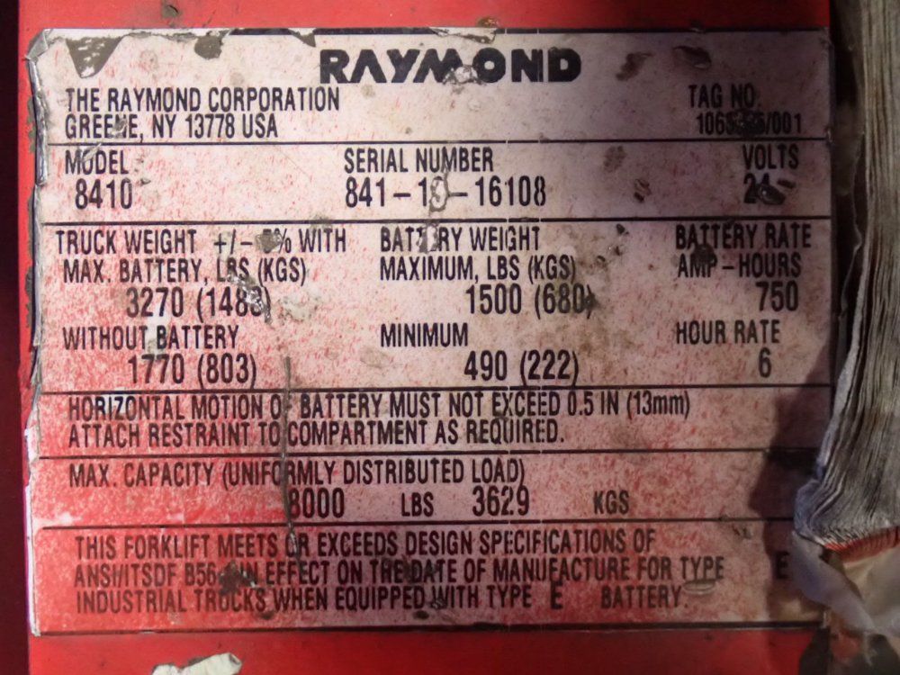The Raymond Corporation 8,000 Lbs Riding Electric Pallet Jack - 8410