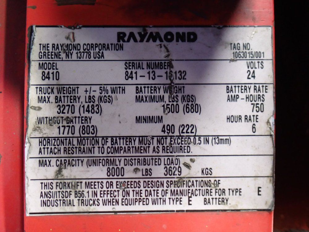 The Raymond Corporation 8,000 Lbs Riding Electric Pallet Jack - 8410