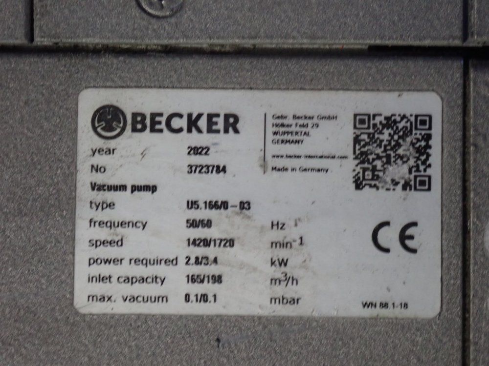 Becker 165/195 M^3/h Vacuum Pump - U5.166/0-03