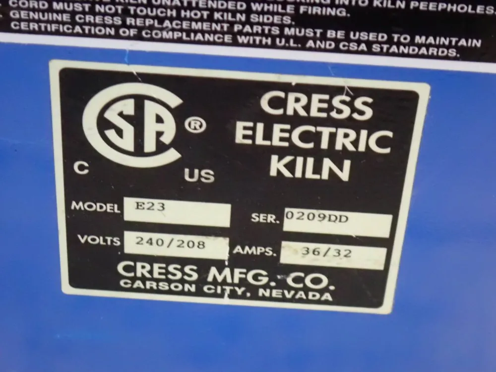 Cress Mfg Co 17.5"x 17.5"x 24" Electric Kiln - E23