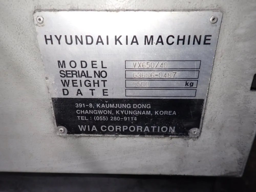 Hyundai Wia Corporation 25 1/2" X 63" Cnc Vmc - Vx650/40