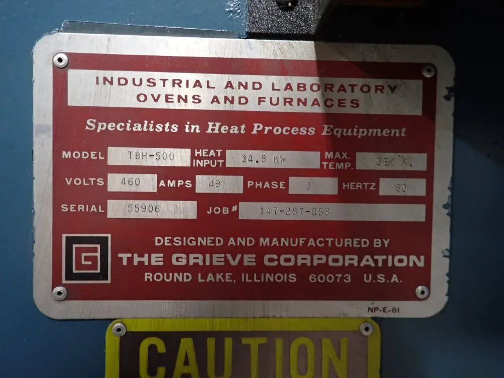 The Grieve Corporation 325°f Electric Oven - Tbh-500