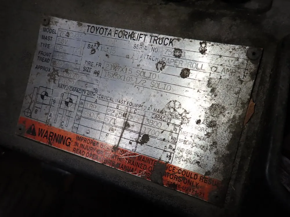 Toyota 3800 Propane Forklift - 7fgcu25