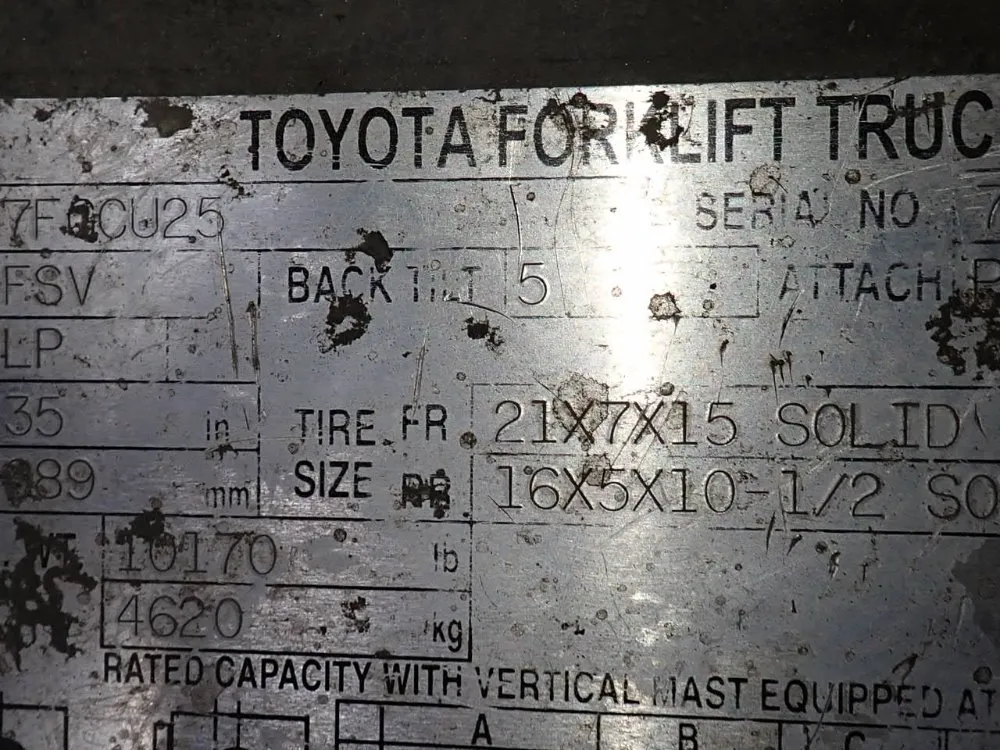 Toyota 3800 Propane Forklift - 7fgcu25