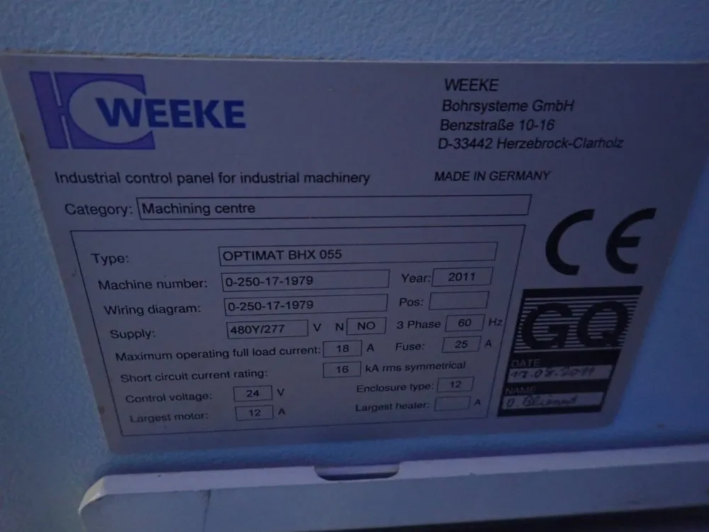 Weeke Cnc Machining Center - Optimat Bhx055