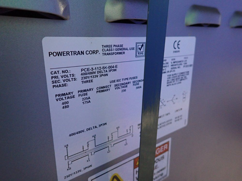 Powertran 112.5 Kva Transformer - Pce-3-112-5k-004-e
