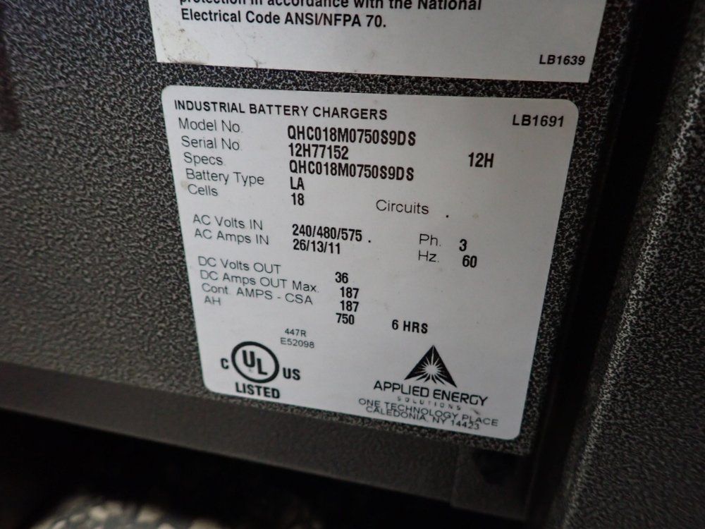 Quarterhorse 36 V / 750 Ah Battery Charger - Ohc018n750s9ds