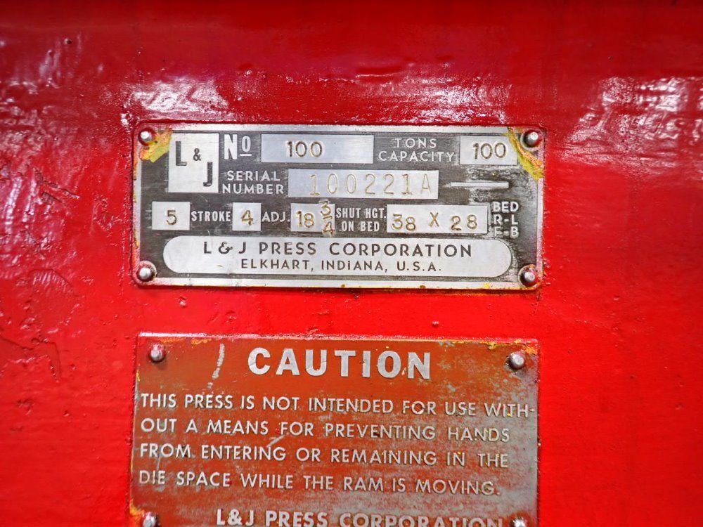 L & J Press Corporation 100 Tons Obi Press - 100