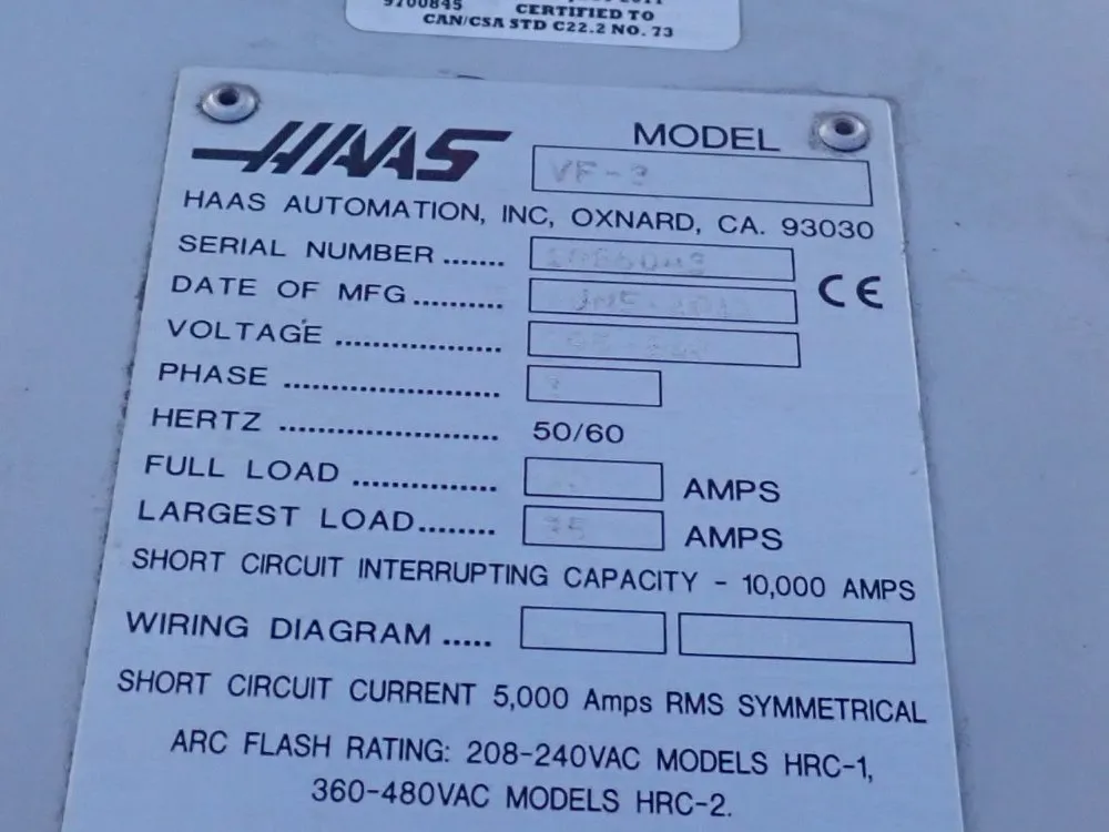 Haas 18" X 48" Cnc Vmc - Vf-3