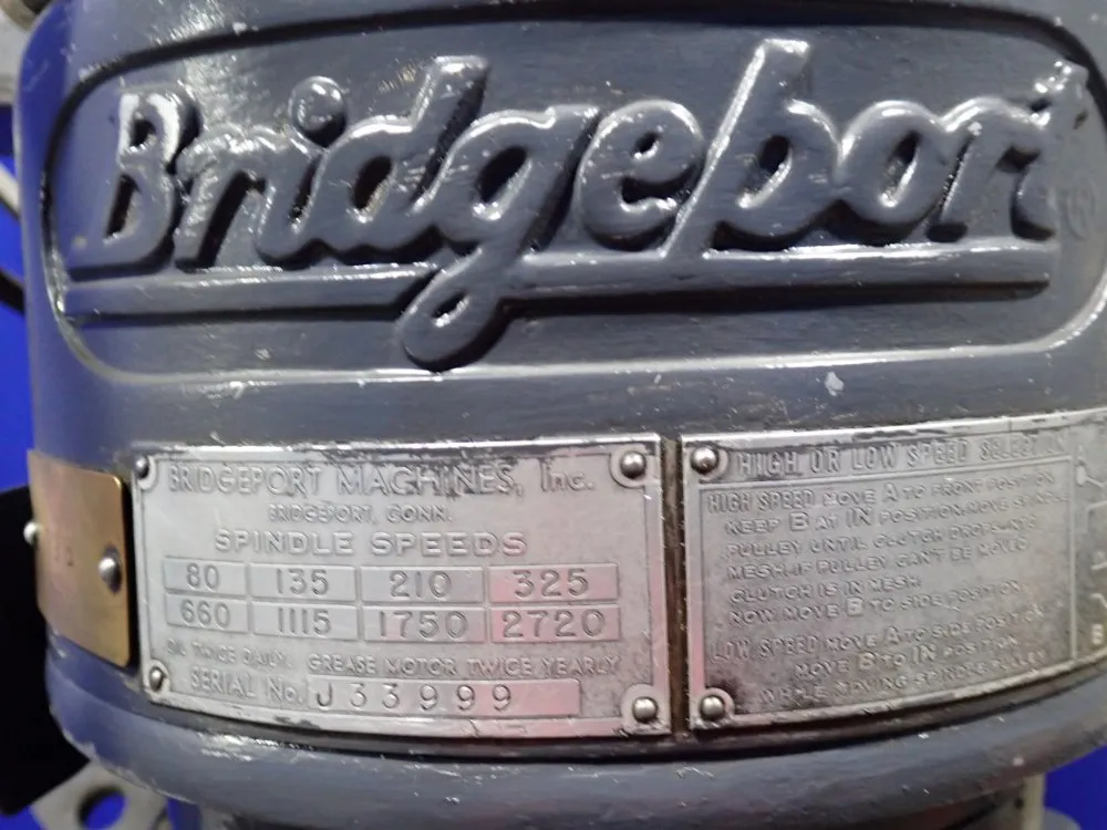 Bridgeport Machine 9"x 42.5" Vertical Mill