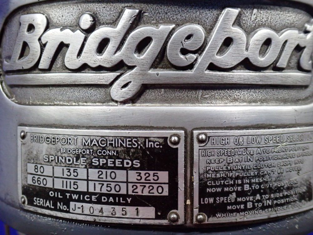 Bridgeport Machine 9"x 42" Vertical Mill
