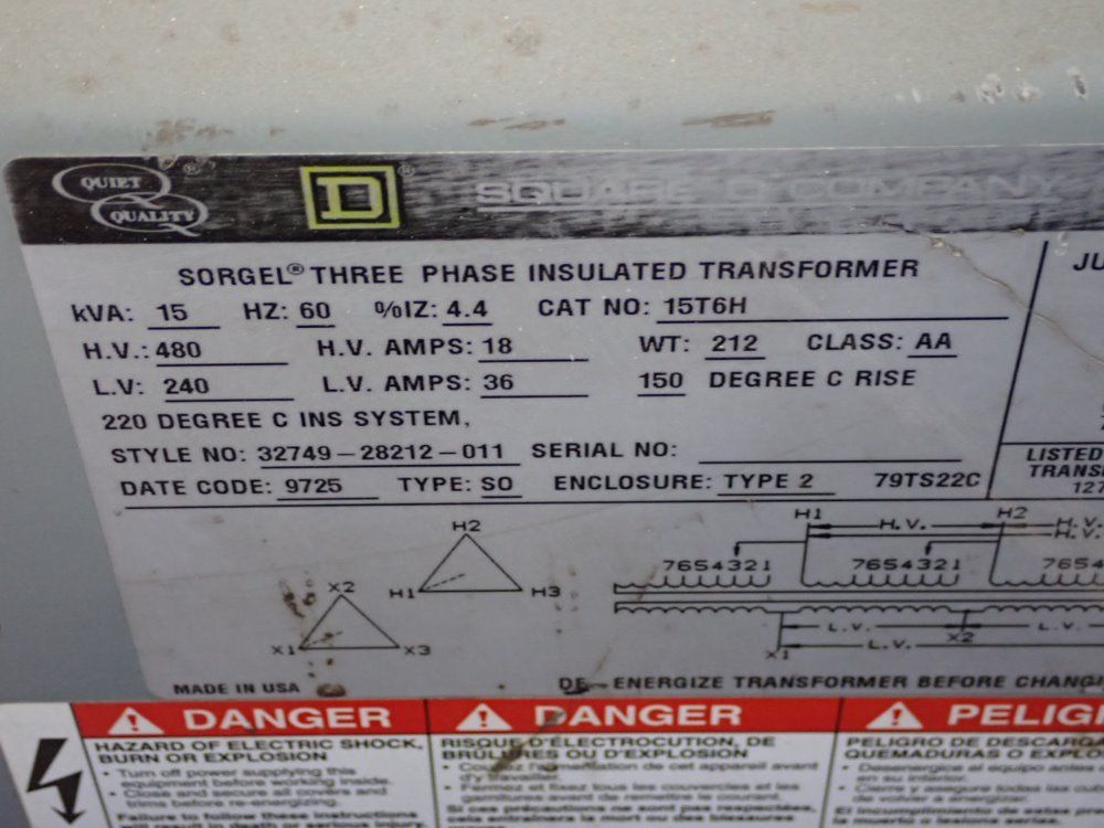 Square D 15 Kva Transformer - 15t6h
