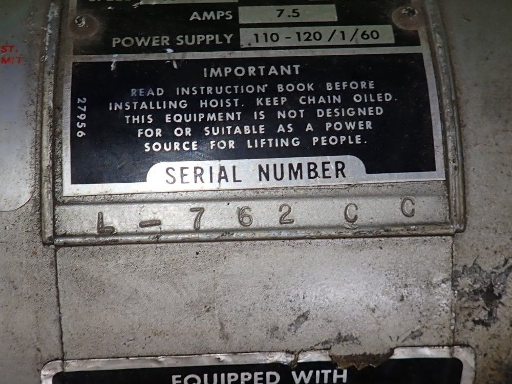 Columbus Mckinnon Corp 1/2 Ton Electric Chain Hoist - F