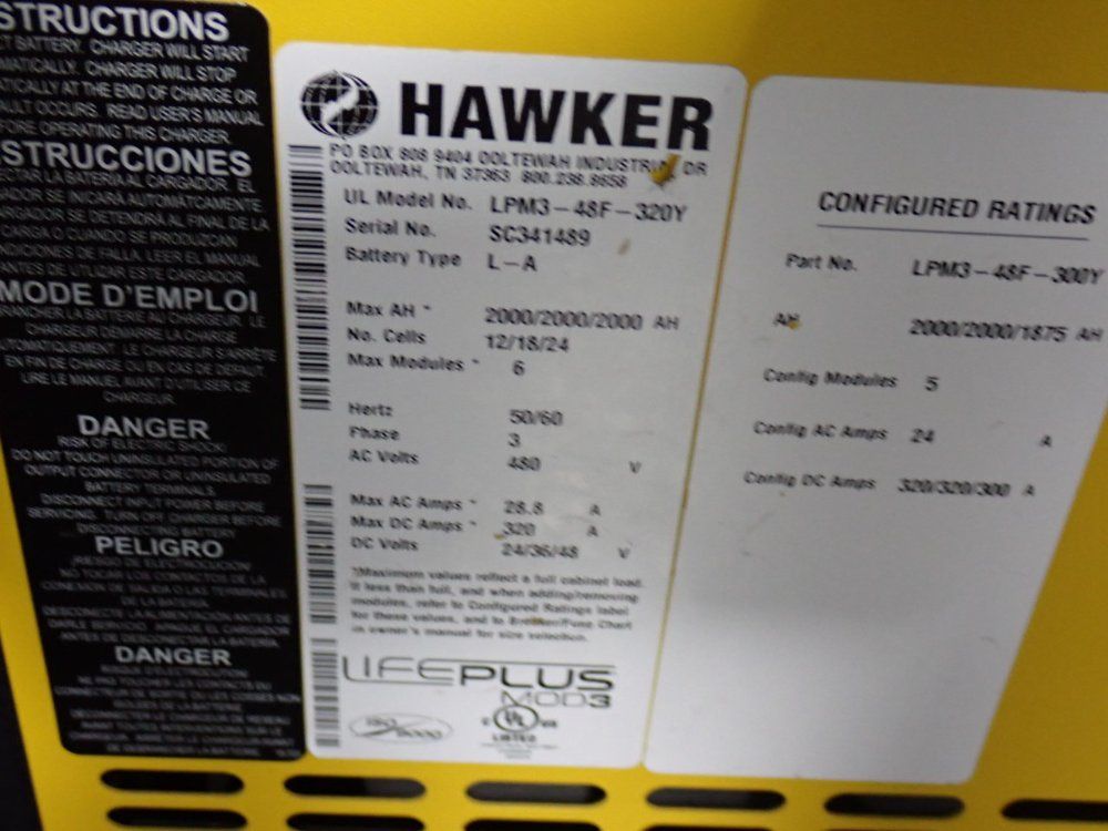 Hawker 24/36/48 V - 2000 Ah Battery Charger - Lpm3-48f-320y