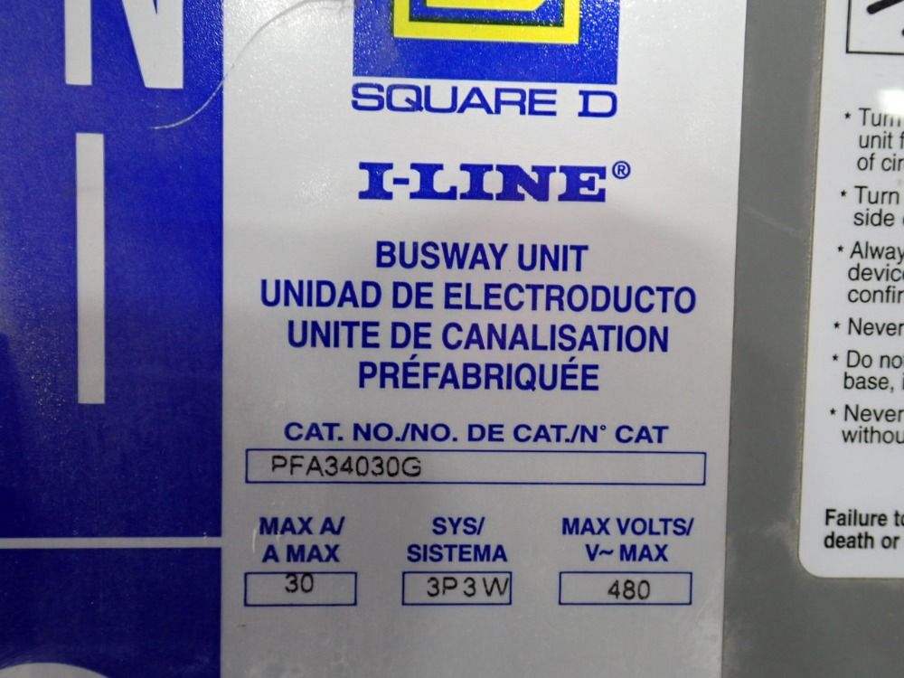 Square D 30 Amp / 480 Vac Bus Plug - Pfa34030g