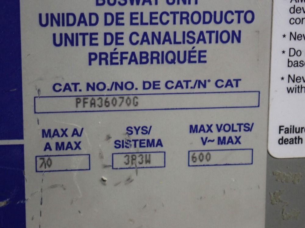 Square D 70 Amp / 600 Vac Bus Plug - Pfa36070g
