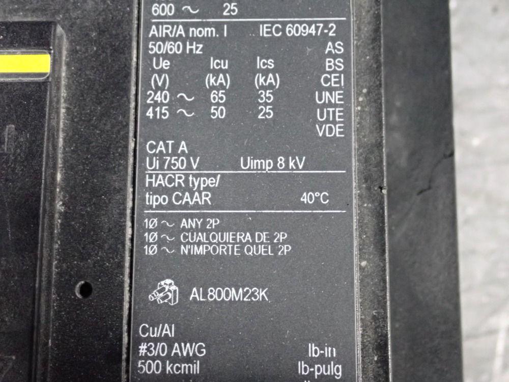 Square D 800 Amp Circuit Breaker - Mja800