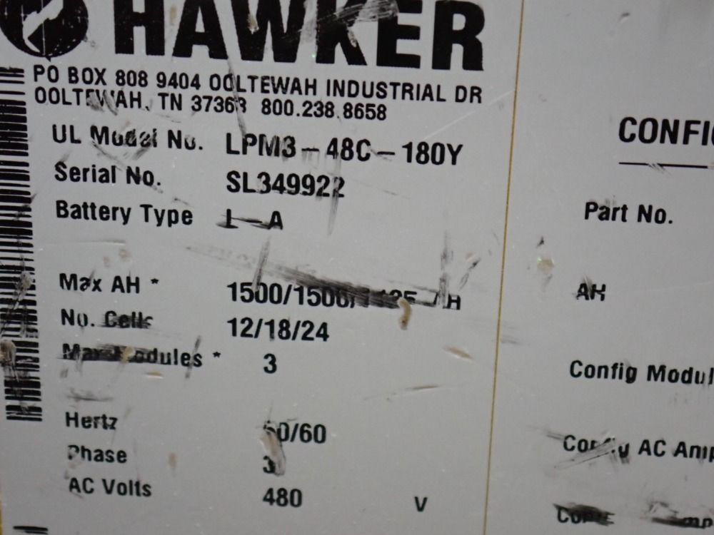 Hawker 24/36/48 V / 1500 Ah Battery Charger - Lpm3-48c-180y