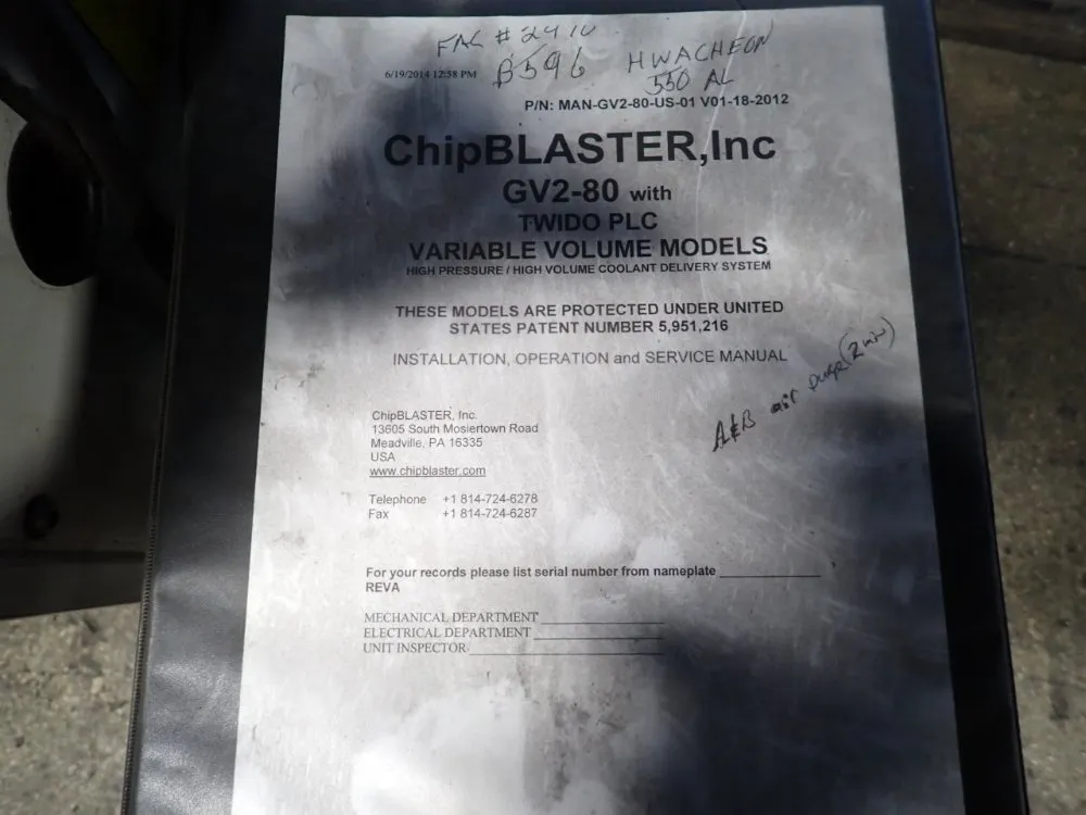 Chipblaster Coolant System - Gv2-80